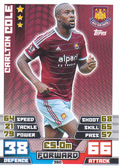 Carlton Cole West Ham United 2014/15 Topps Match Attax #360